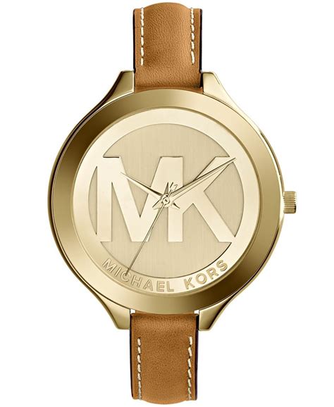 michael kors watch leather strap bracelet|Michael Kors leather watch women.